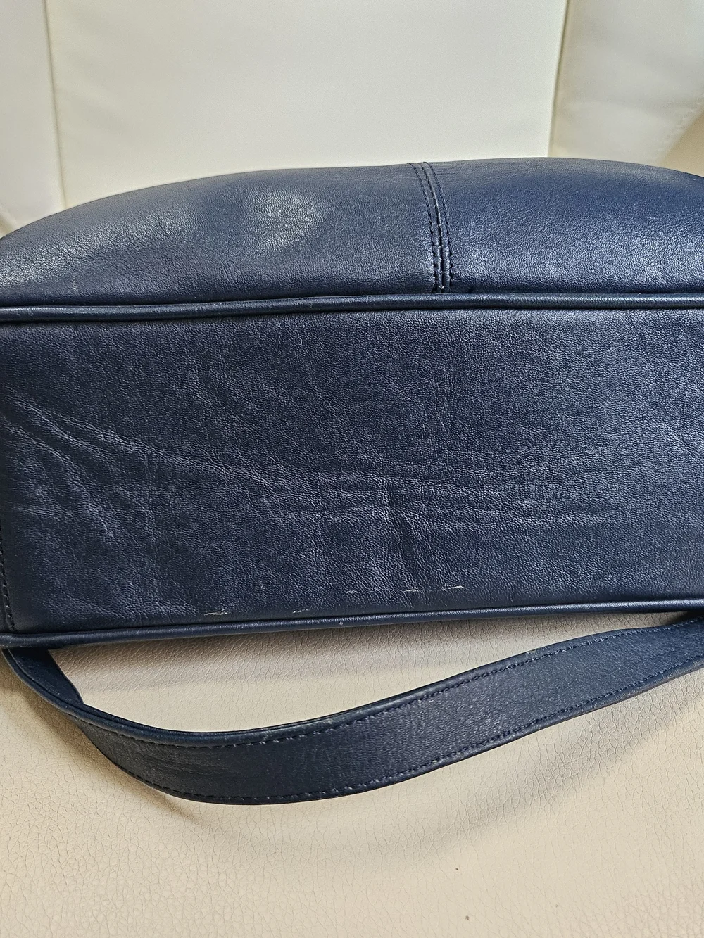 Etienne Aigner Navy Leather Crossbody with Gold Hardware